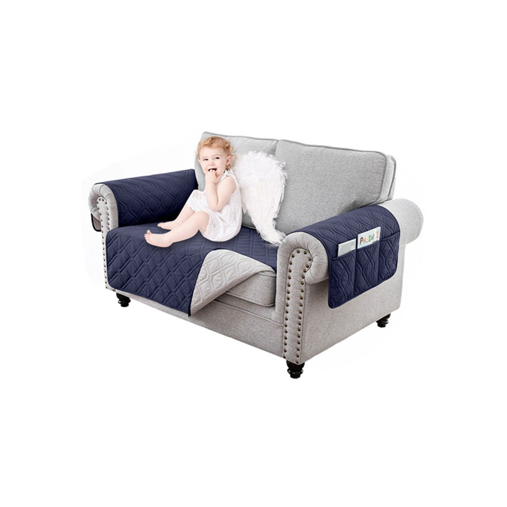 For 2-Seater Sofa Water Resistant Sofa Seat Cover Couch Slipcover - Blue