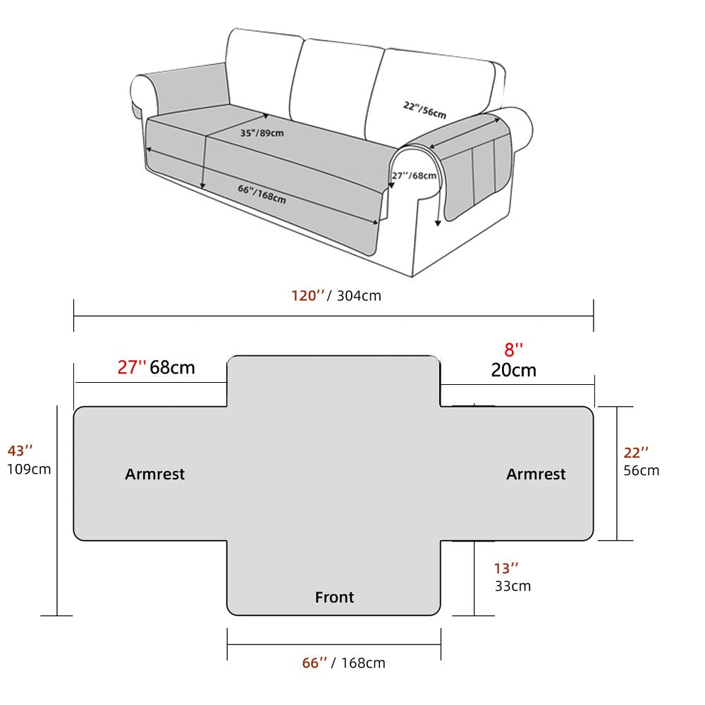For 3-Seater Sofa Water Resistant Sofa Seat Cover Couch Slipcover - Beige