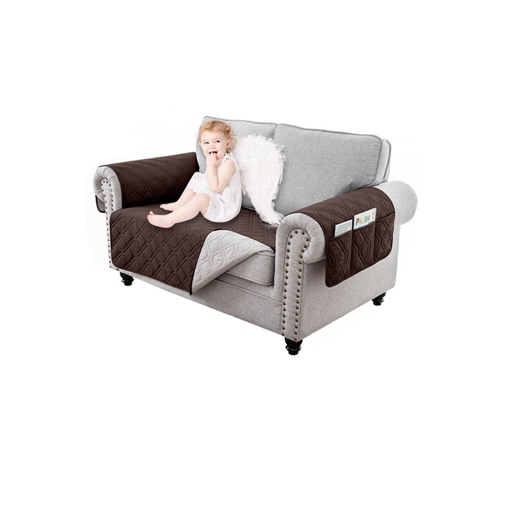 For 2-Seater Sofa Water Resistant Sofa Seat Cover Couch Slipcover - Brown