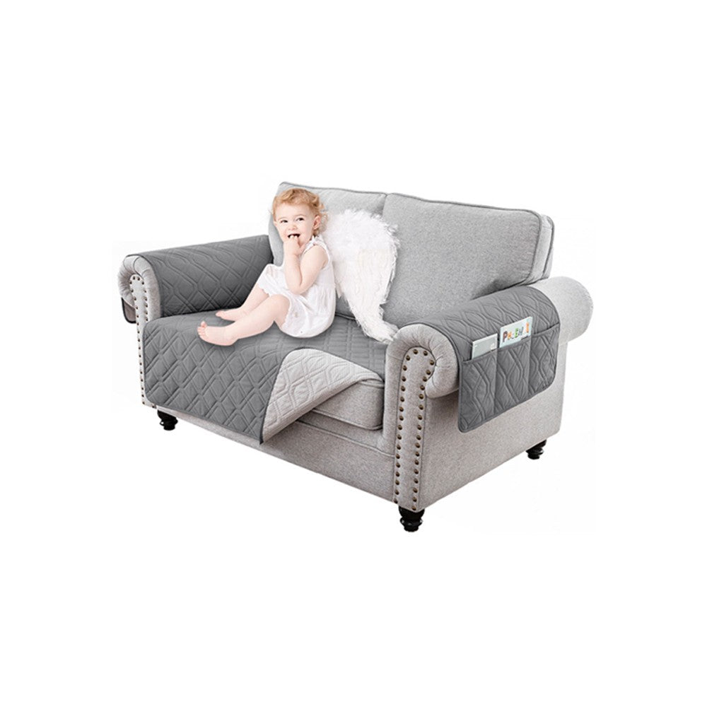 For 2-Seater Sofa Water Resistant Sofa Seat Cover Couch Slipcover - Grey