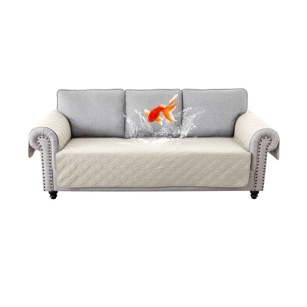 For 3-Seater Sofa Water Resistant Sofa Seat Cover Couch Slipcover - Beige