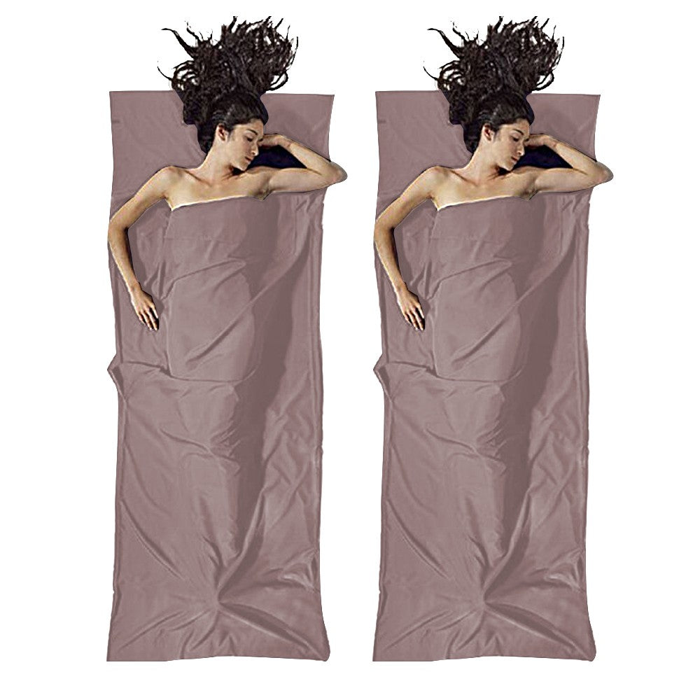 2Pcs 75x210cm Portable Sleeping Bag Liner Sheet for Travel Camping - Brown
