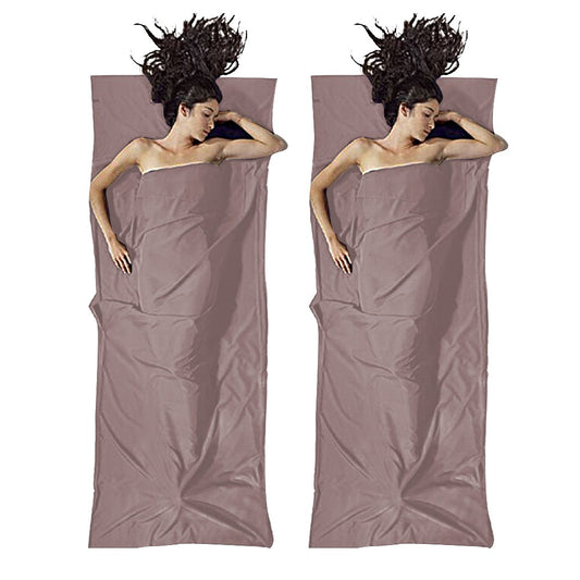 2Pcs 75x210cm Portable Sleeping Bag Liner Sheet for Travel Camping - Brown