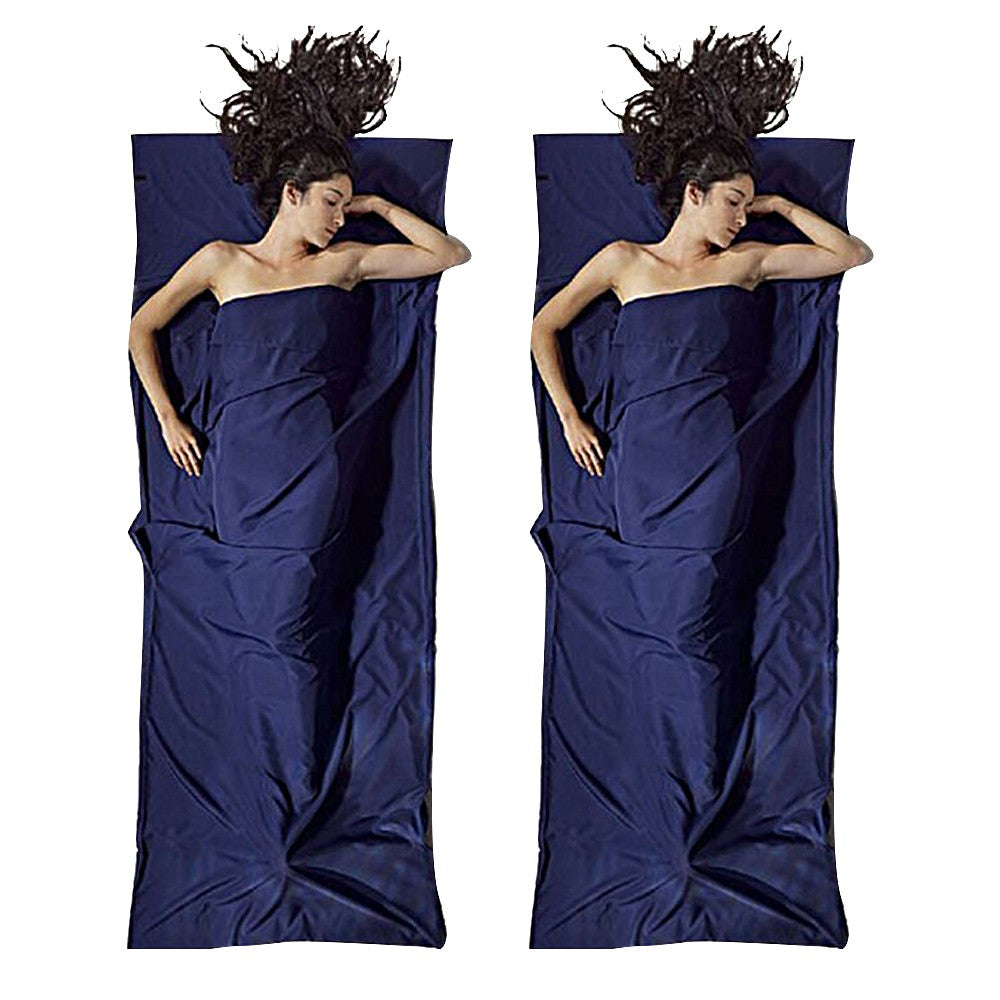 2Pcs 75x210cm Portable Sleeping Bag Liner Sheet for Travel Camping - Navy Blue