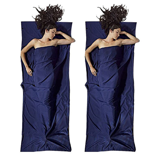 2Pcs 75x210cm Portable Sleeping Bag Liner Sheet for Travel Camping - Navy Blue