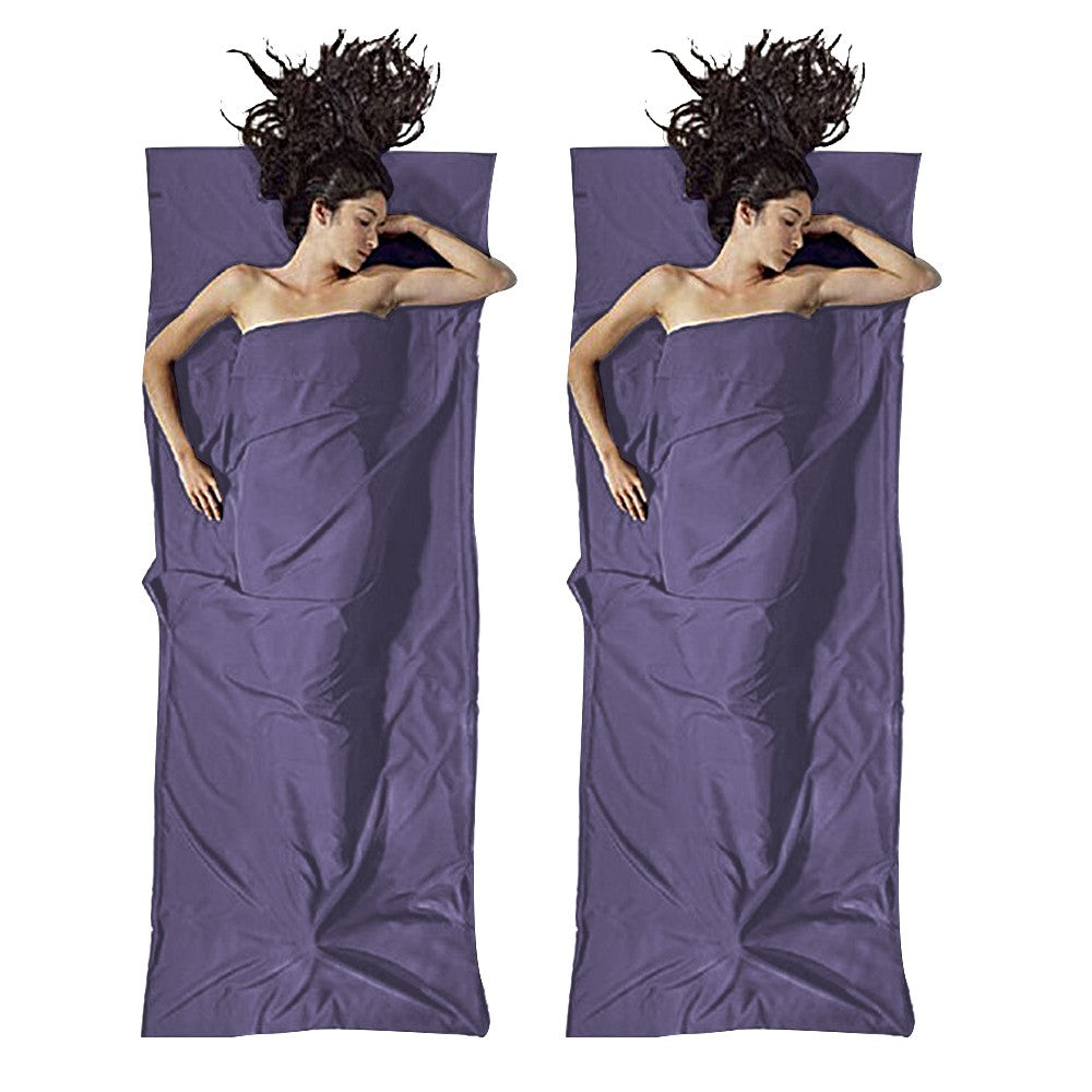 2Pcs 75x210cm Portable Sleeping Bag Liner Sheet for Travel Camping - Purple