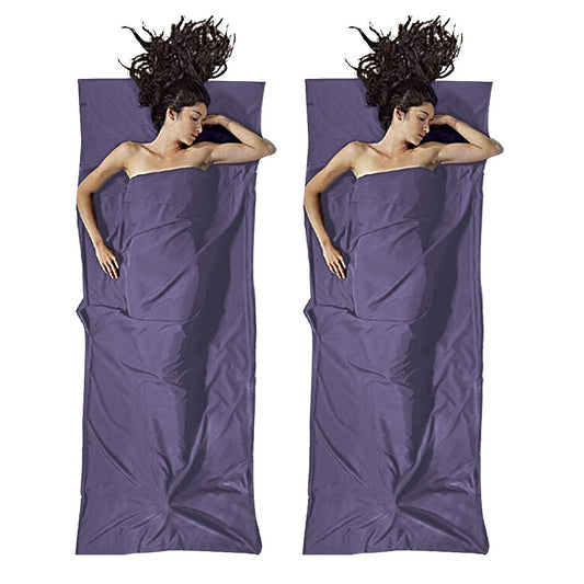 2Pcs 75x210cm Portable Sleeping Bag Liner Sheet for Travel Camping - Purple