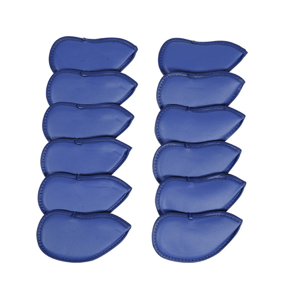 12-Piece Golf Iron Club Head Cover Set PU Leather Putter Head Cover - Blue