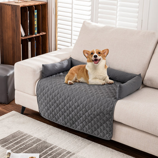 90cm Water Resistant Pet Calming Bed Mat Sofa Blanket Mat Couch Cover Grey