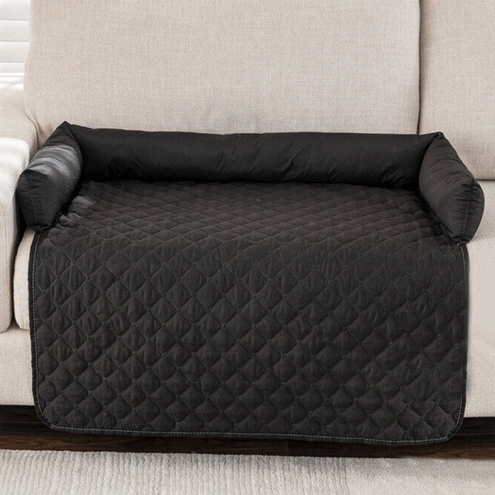 120cm Water Resistant Pet Calming Bed Mat Sofa Blanket Mat Couch Cover Black