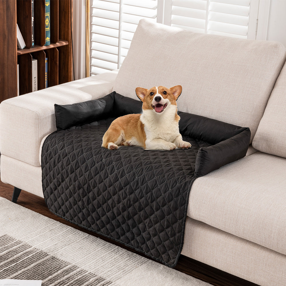 120cm Water Resistant Pet Calming Bed Mat Sofa Blanket Mat Couch Cover Black