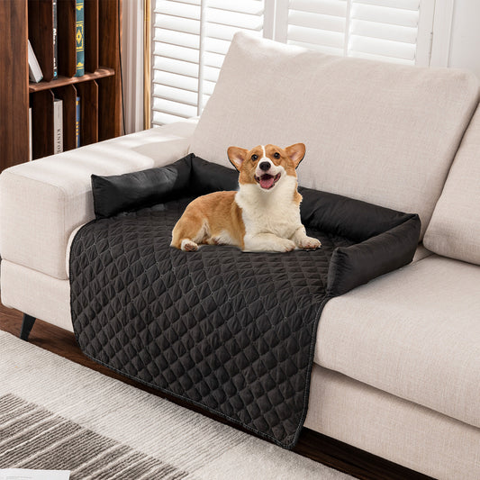 120cm Water Resistant Pet Calming Bed Mat Sofa Blanket Mat Couch Cover Black
