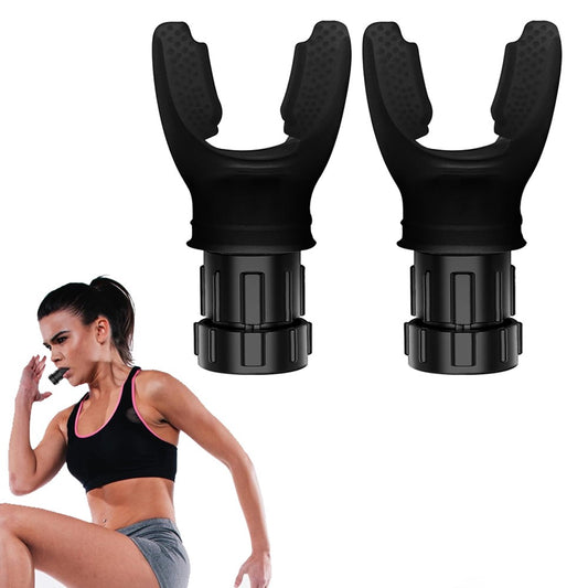 2Pcs Portable Lung Breathing Trainer Respiratory Muscle Training Device - Black