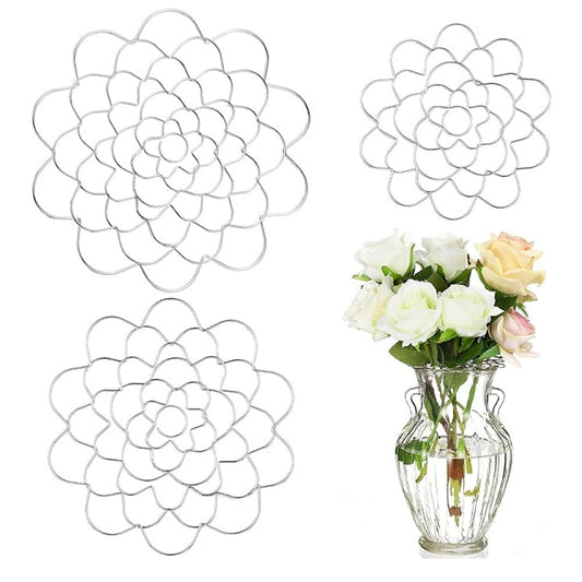 3Pcs Stainless Steel Flower Arranger Grid Vase Flower Arrangement Holder
