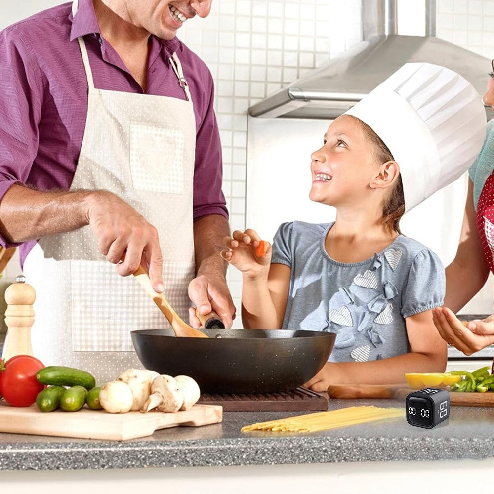 Rotation Cube Timer Countdown Timer Gravity Timer for Work Study - Black