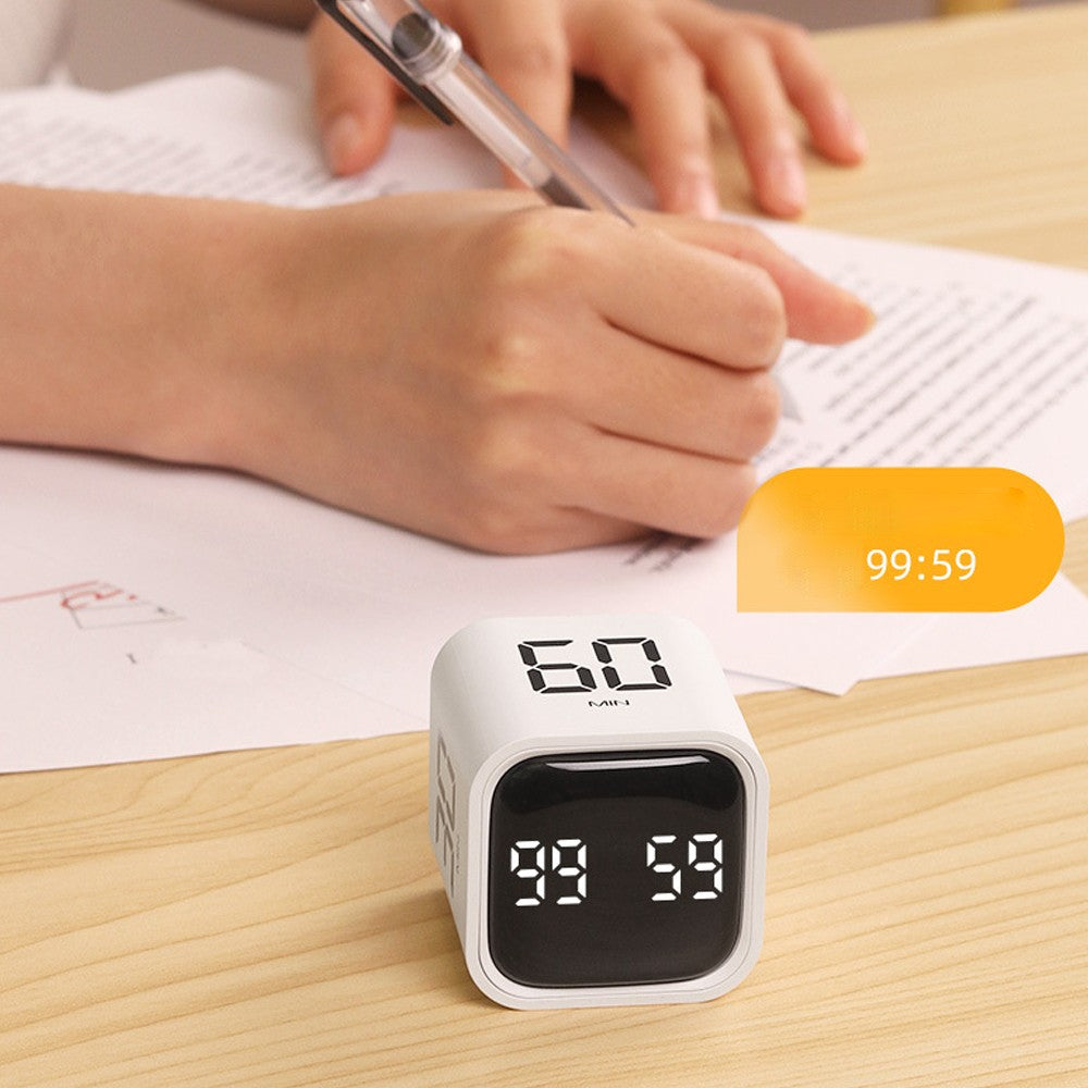 Rotation Cube Timer Countdown Timer Gravity Timer for Work Study - White