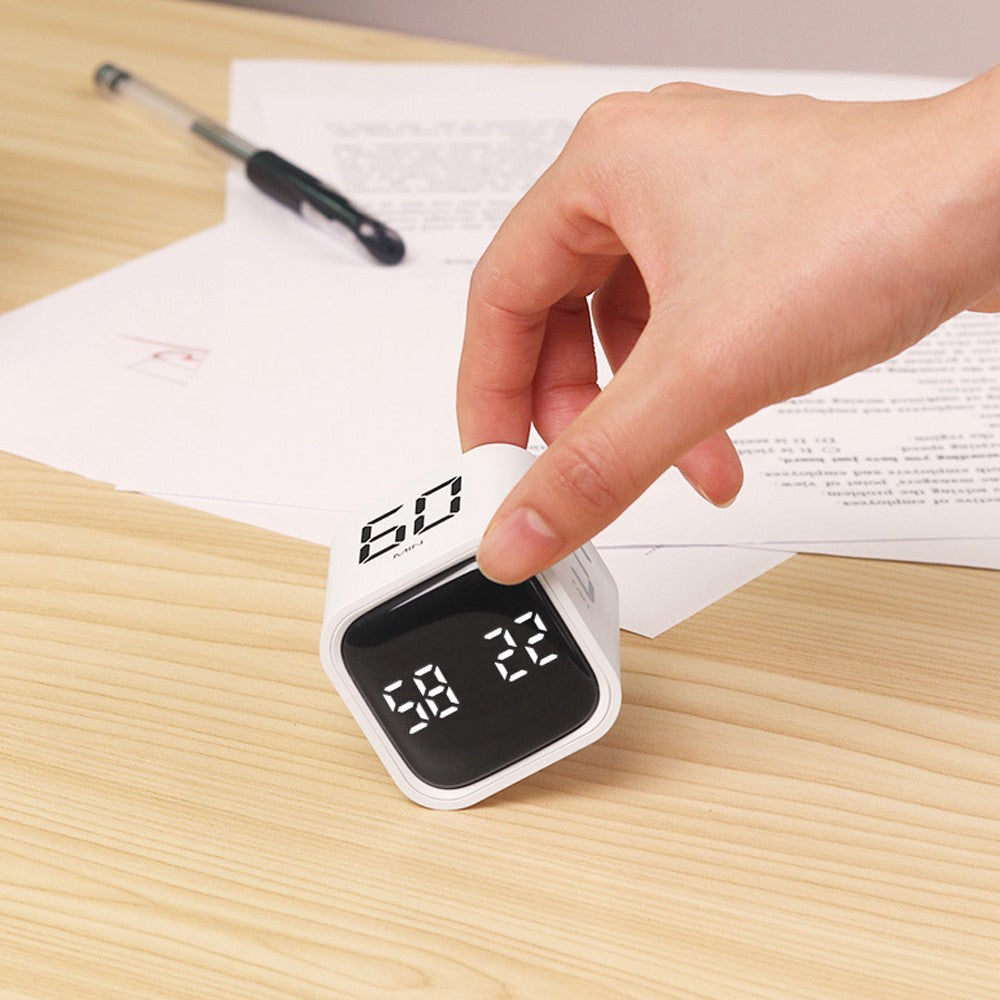 Rotation Cube Timer Countdown Timer Gravity Timer for Work Study - White