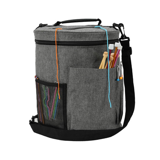 Knitting Bag Yarn Organizer Tote Storage Bag with Shoulder Strap - Grey