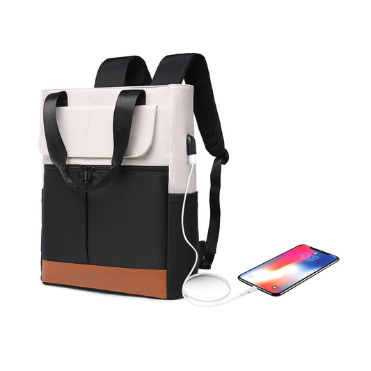 Laptop Backpack with USB Charging Port Travel Daypack Tote Bag - Black