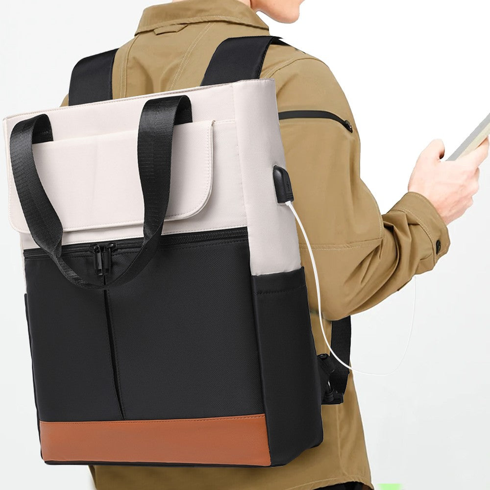 Laptop Backpack with USB Charging Port Travel Daypack Tote Bag - Black