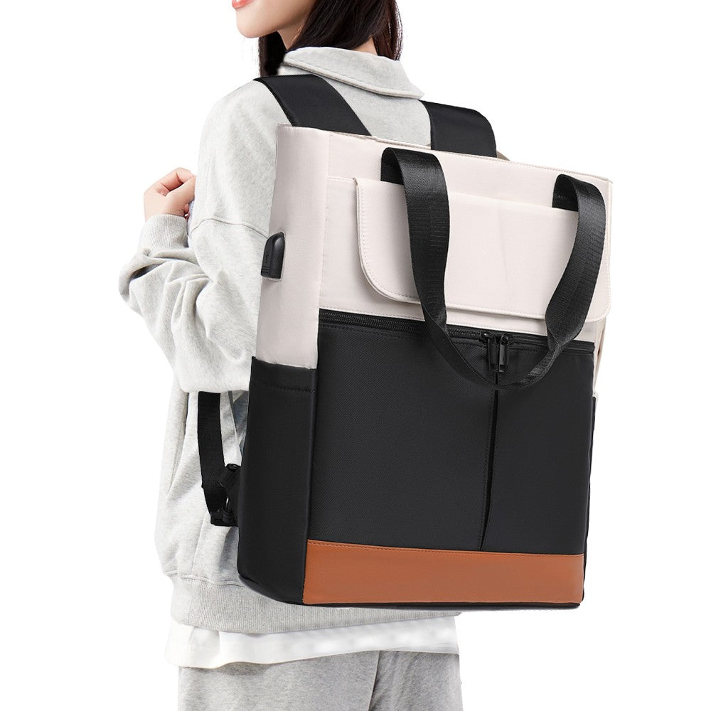 Laptop Backpack with USB Charging Port Travel Daypack Tote Bag - Black