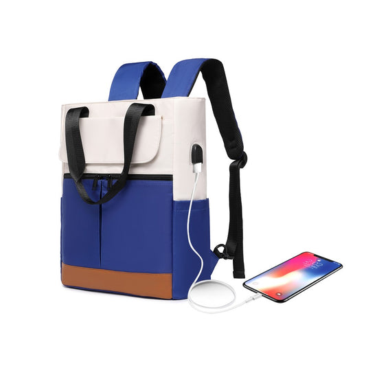 Laptop Backpack with USB Charging Port Travel Daypack Tote Bag - Blue