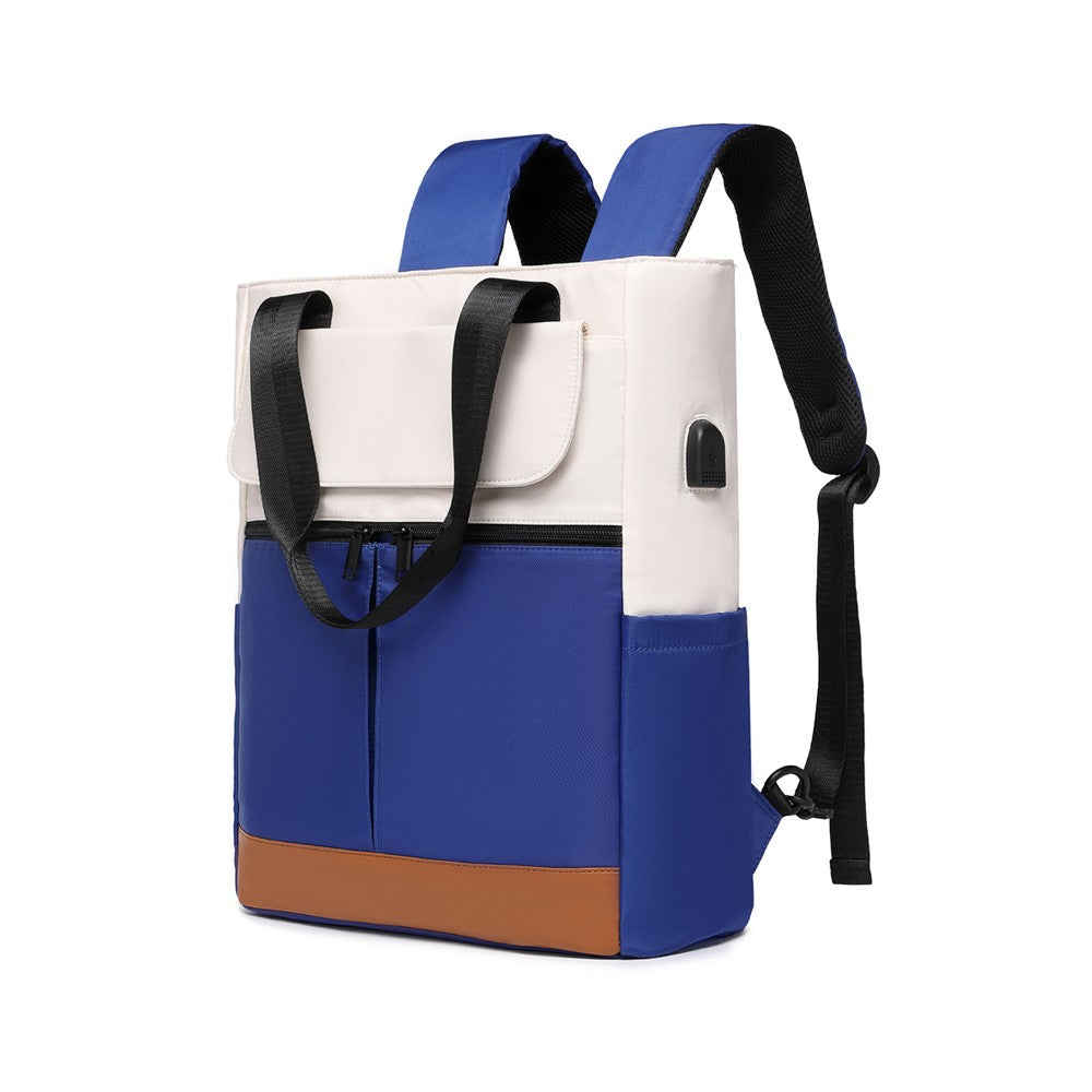 Laptop Backpack with USB Charging Port Travel Daypack Tote Bag - Blue