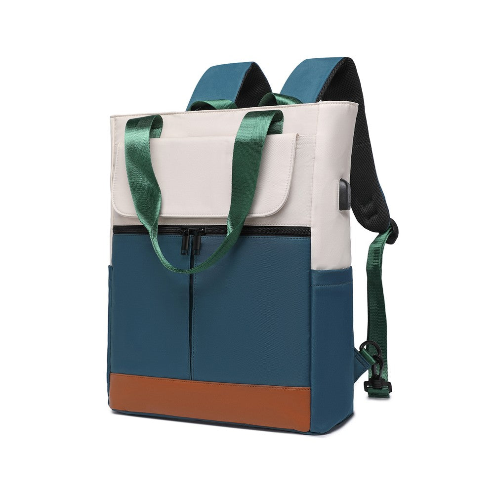 Laptop Backpack with USB Charging Port Travel Daypack Tote Bag - Green