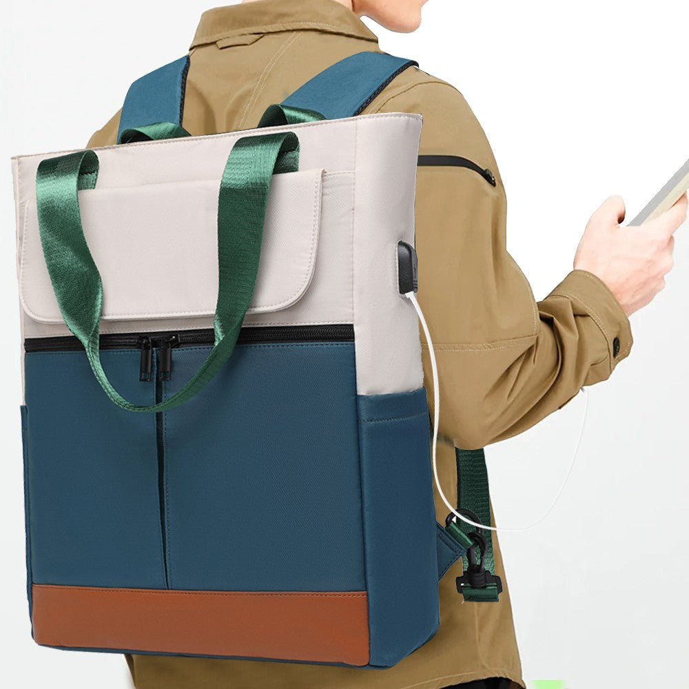 Laptop Backpack with USB Charging Port Travel Daypack Tote Bag - Green