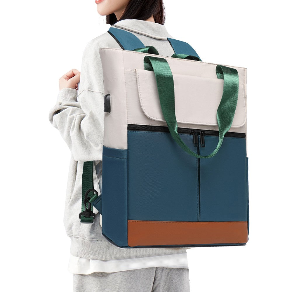 Laptop Backpack with USB Charging Port Travel Daypack Tote Bag - Green