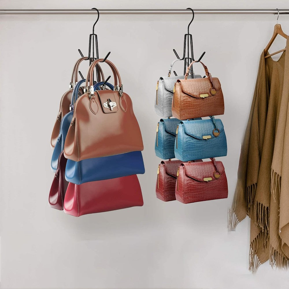 1Pc Purse Hanger Bag Organizer for Closet Metal Handbag Storage Rack - Black