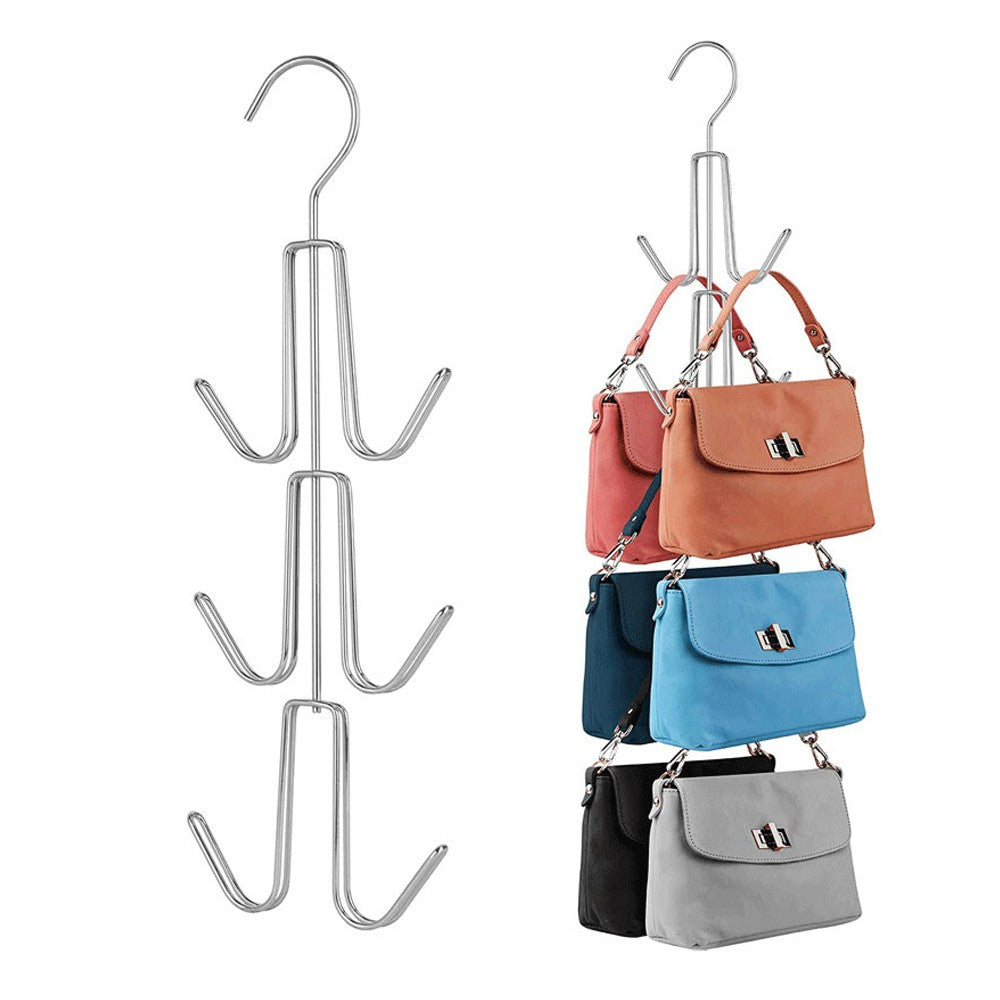 1Pc Purse Hanger Bag Organizer for Closet Metal Handbag Storage Rack - Silver
