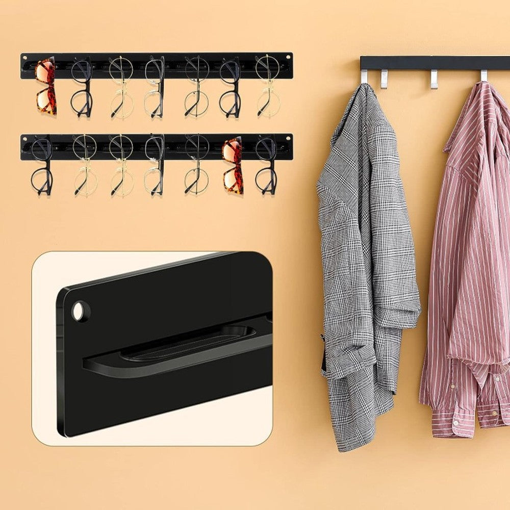 1Pc Wall Mounted Sunglasses Organizer Acrylic Eyeglasses Hanging Holder - Black