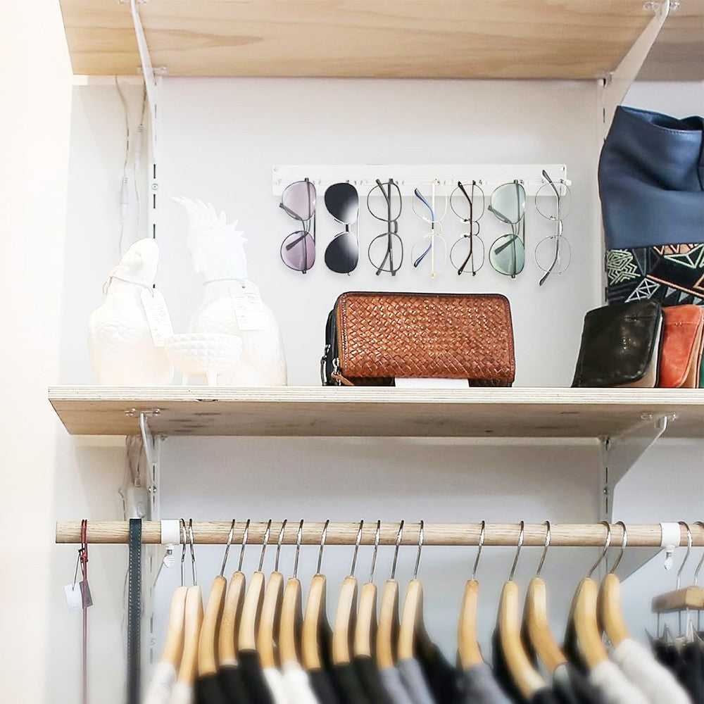 1Pc Wall Mounted Sunglasses Organizer Acrylic Eyeglasses Hanging Holder - Clear