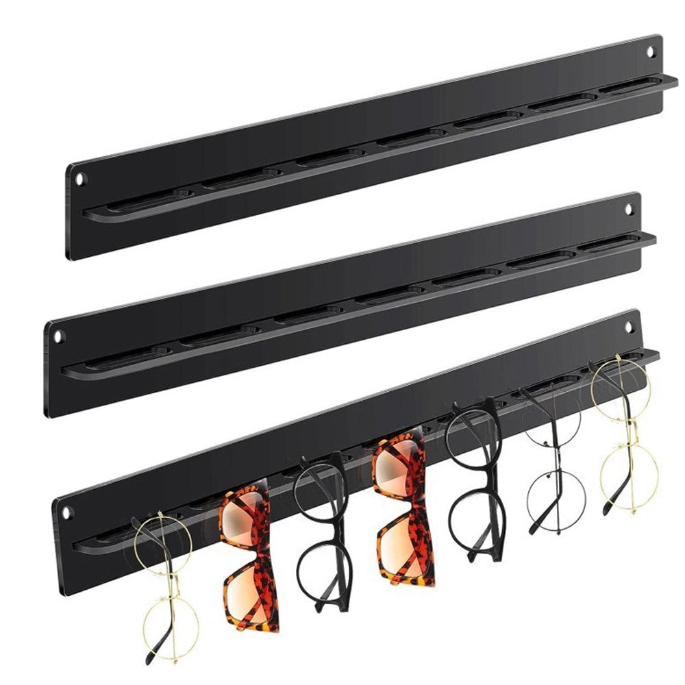 2Pcs Wall Mounted Sunglasses Organizer Acrylic Eyeglasses Hanging Holder - Black