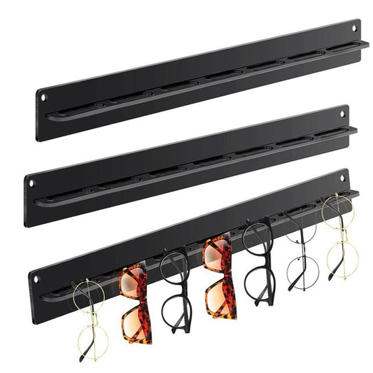 2Pcs Wall Mounted Sunglasses Organizer Acrylic Eyeglasses Hanging Holder - Black