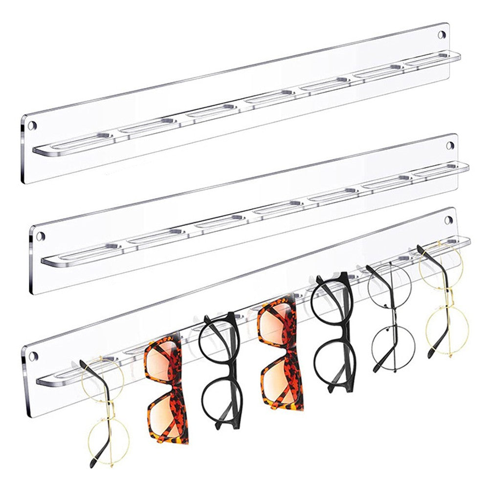 2Pcs Wall Mounted Sunglasses Organizer Acrylic Eyeglasses Hanging Holder - Clear