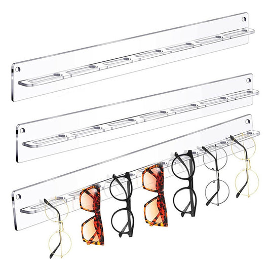 2Pcs Wall Mounted Sunglasses Organizer Acrylic Eyeglasses Hanging Holder - Clear