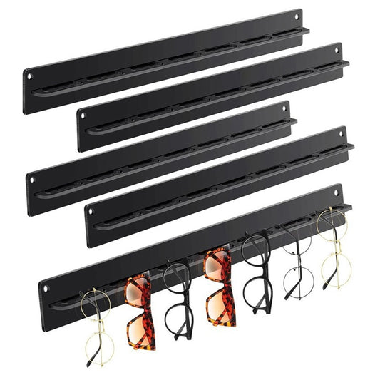 4Pcs Wall Mounted Sunglasses Organizer Acrylic Eyeglasses Hanging Holder - Black