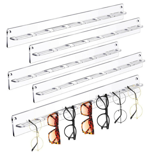 4Pcs Wall Mounted Sunglasses Organizer Acrylic Eyeglasses Hanging Holder - Clear