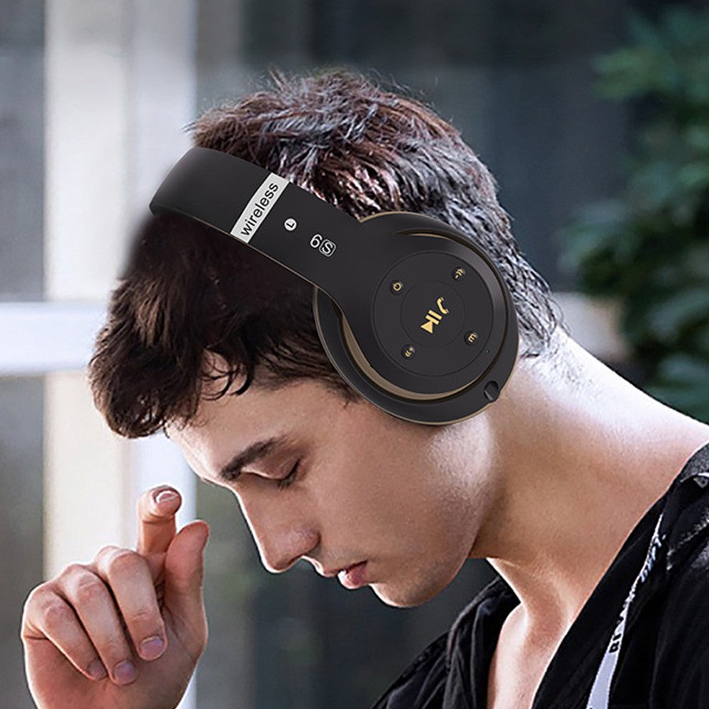 Wireless Bluetooth 5.0 Headphones Over Ear Headset with Audio Cable - Black