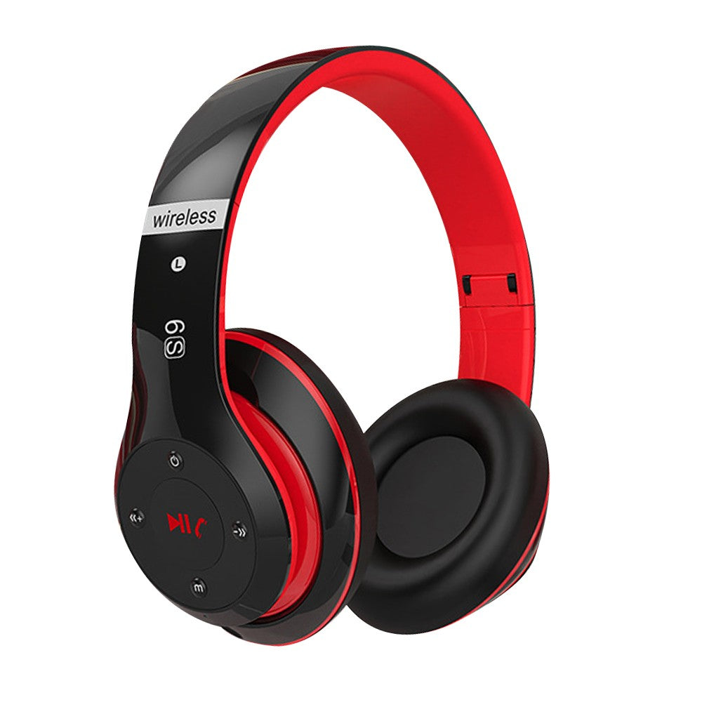 Wireless Bluetooth 5.0 Headphones Over Ear Headset with Audio Cable - Red