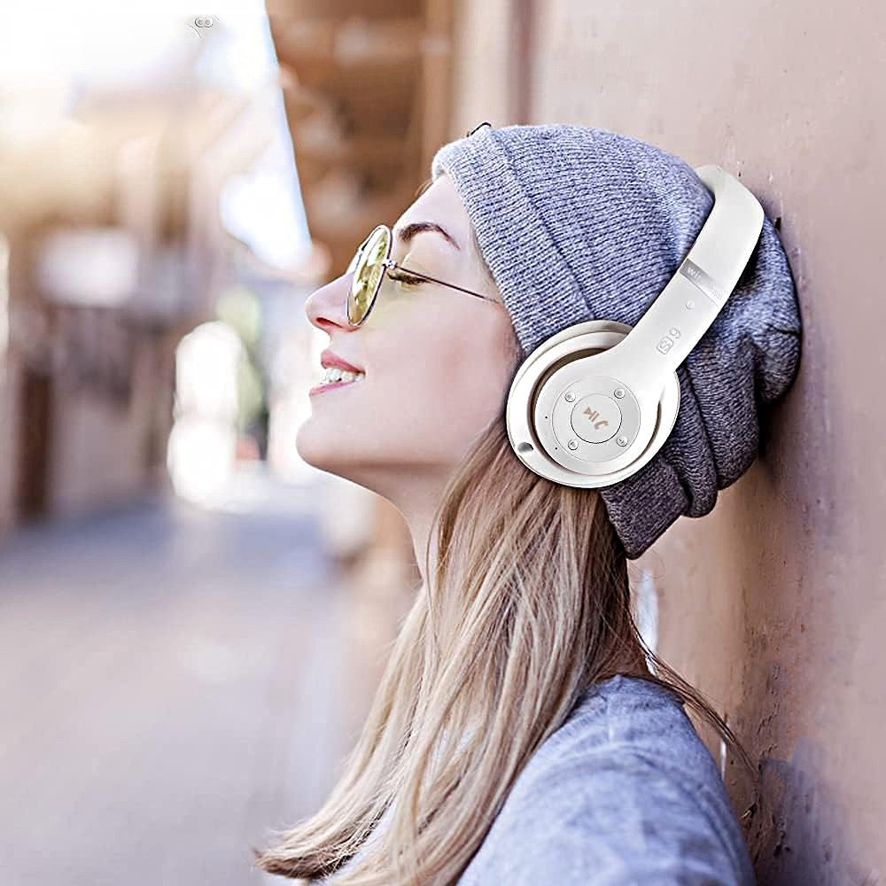 Wireless Bluetooth 5.0 Headphones Over Ear Headset with Audio Cable - White