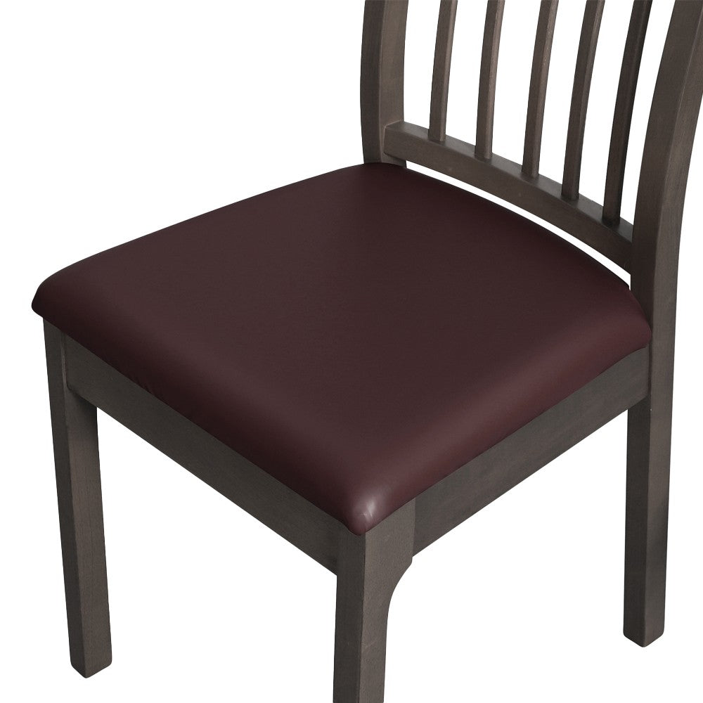 2Pcs Waterproof PU Leather Chair Seat Cover Stretch Chair Cushion Cover - Coffee
