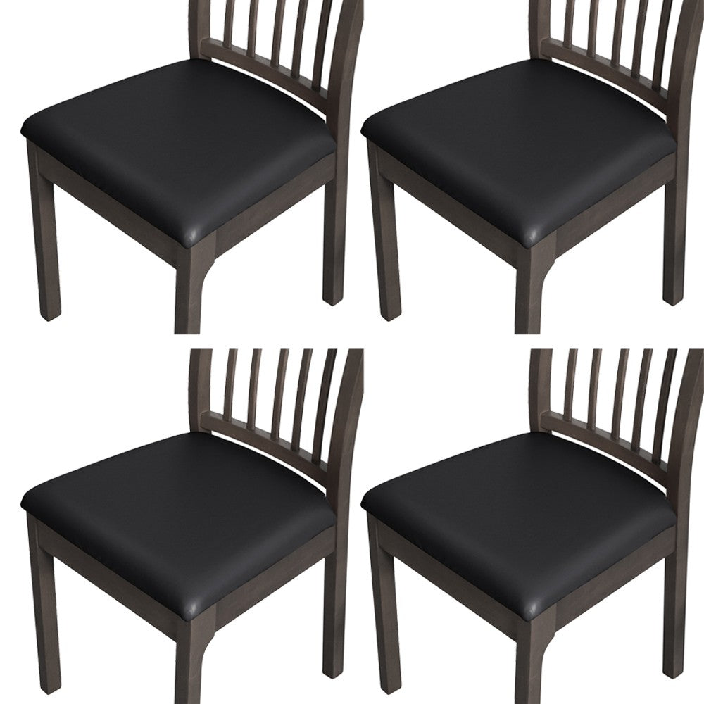 4Pcs Waterproof PU Leather Chair Seat Cover Stretch Chair Cushion Cover - Black