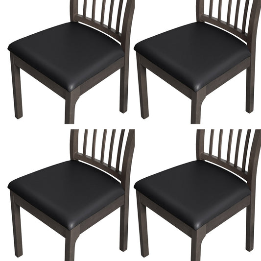 4Pcs Waterproof PU Leather Chair Seat Cover Stretch Chair Cushion Cover - Black