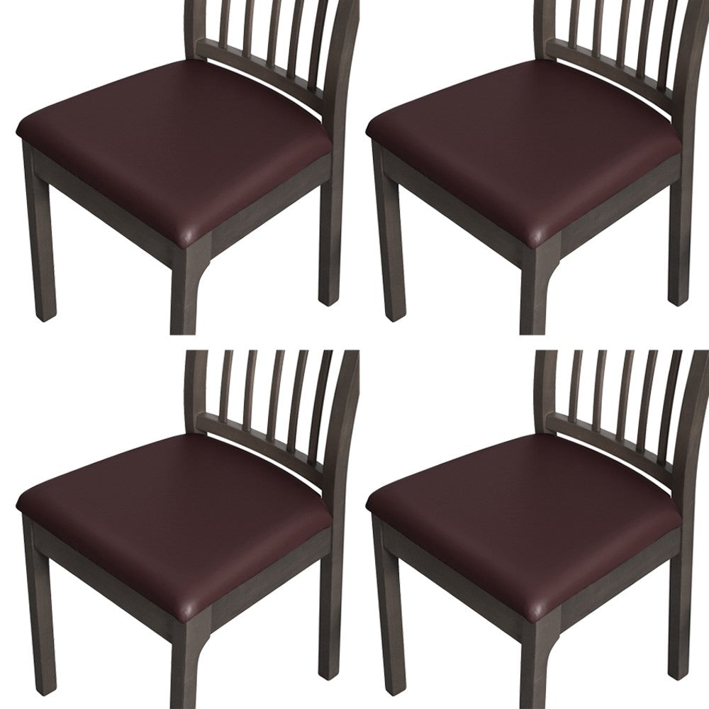 4Pcs Waterproof PU Leather Chair Seat Cover Stretch Chair Cushion Cover - Coffee
