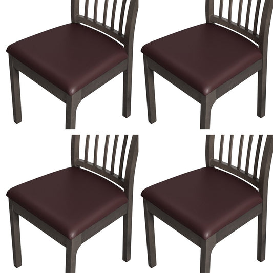 4Pcs Waterproof PU Leather Chair Seat Cover Stretch Chair Cushion Cover - Coffee