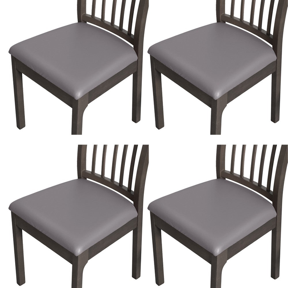 4Pcs Waterproof PU Leather Chair Seat Cover Stretch Chair Cushion Cover - Grey