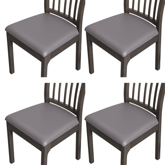 4Pcs Waterproof PU Leather Chair Seat Cover Stretch Chair Cushion Cover - Grey